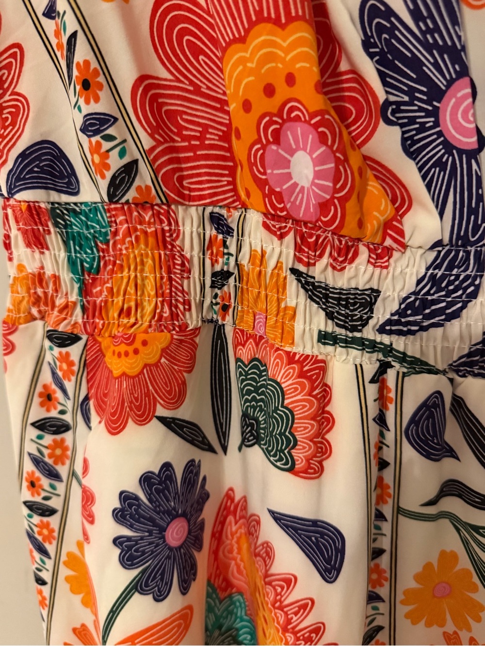 BloomChic Floral Wrap Maxi Dress - Cream with Orange, Teal & Navy Flowers - Picture 7 of 9
